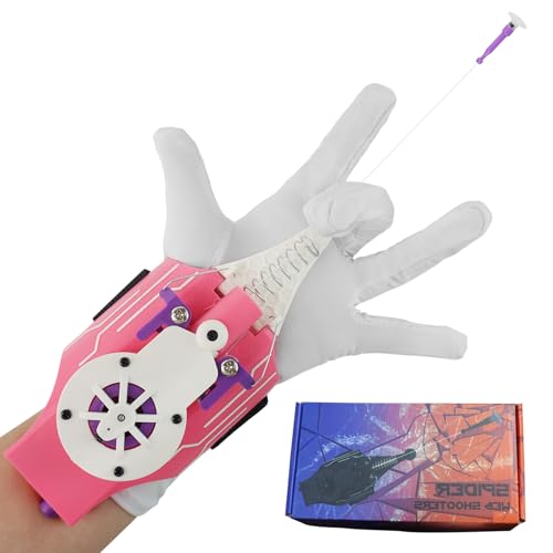 HNCSFW Spider Silk Launcher for Kids,Web Shooters- USB Type c Charging, Launch Distance 8ft - Can Grab Small Objects-Variety of Play Modes (Pink01)