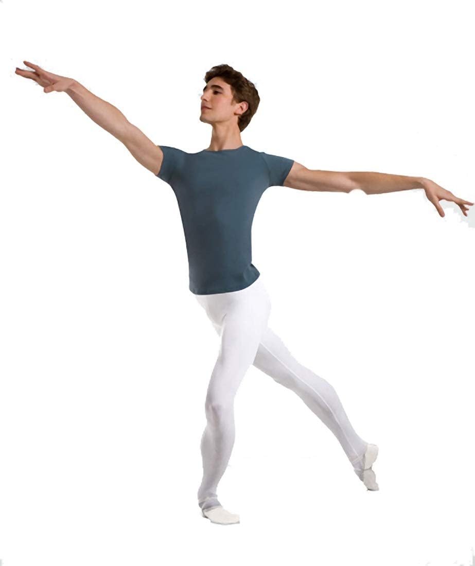 Body Wrappers Mens Short Sleeve Pullover Dance Shirt, Style M400 White, Medium