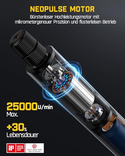 Fanttik F2 Master Mini Akku-Multifunktionswerkzeug, NeoPulse Motor, 5 Geschwindigkeiten, 25000 U/min, Revostor-Hub, 35 Zubehörteile, Elektrowerkzeug zum Polieren, 3D-Druck, Bohren, Gravieren