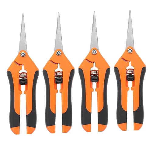 NUOBESTY 4pièces Sécateur De Jardinage Acier Inoxydable Ciseaux De Pour Fleurs Et Vergers Outil De Jardin Avec Manche Antidérapant