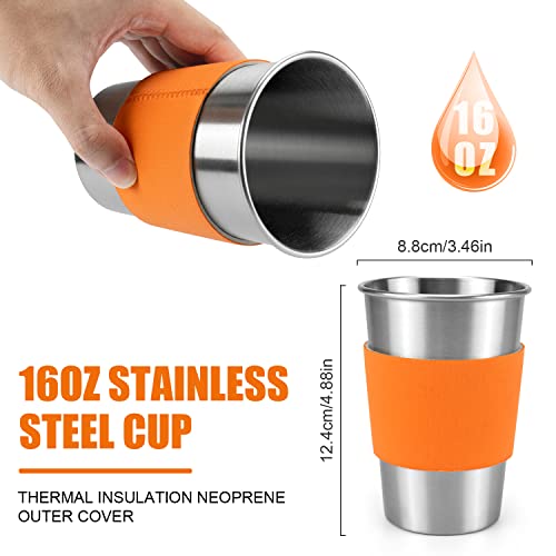 Image of Odoland Camping Cookware Stove Carabiner Canister Stand Tripod and Stainless Steel Cup, Tank Bracket, Fork Spoon Kit for Backpacking, Outdoor Camping Hiking and Picnic