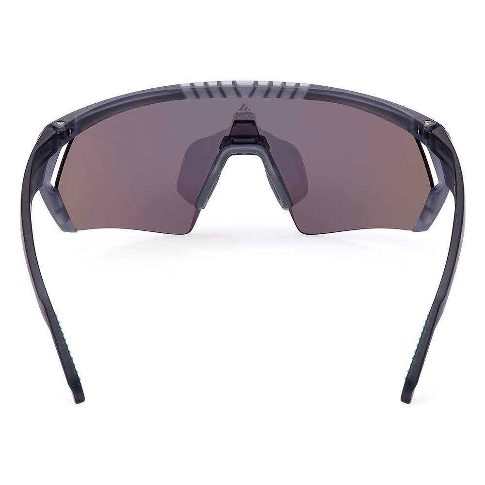 adidas Sport SP0063 Occhiali da Sole Uomo, Occhiali da Sole Sportivi Sottili e Leggeri, Forma Lente Maschera, Lenti Verde Specchiato, Grigio