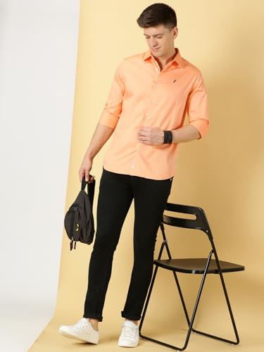 Image of Thomas Scott Men's | Solid | Full Sleeve | Slim Fit | Cotton Blend | Spread Collar | Casual Shirt