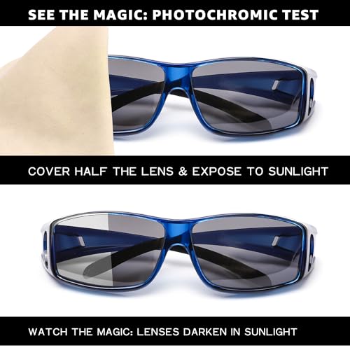 Image of LVIOE Polarized Photochromic Sunglasses Women Men, Fit Over Sun Glasses with UV Protection for Driving Traveling