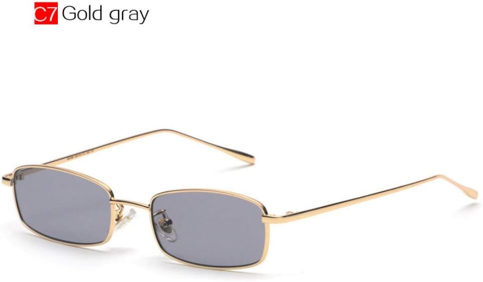 Sunglasses,Small Metal Frame Sunglasses Steampunk Rectangular Sun Glasses Men Women Eyewear Vintage Sunglass Gold Gray