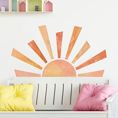 Vinilos decorativos sol gigante removibles naranja y amarillo miniatura 4