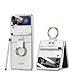 Ring Case for Galaxy Z Flip 3 5G Case with S Pen and Camera Screen Protector S Pen Holder Ultra-Thin Slim Hard PC Shockproof Case with Kickstand Ring Holder (Silver)