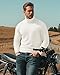 MANGOPOP Men's Turtleneck Long Sleeve Shirts Thermal Undershirt Relaxed Fit Fleece Tops Fall Winter Fashion B-White