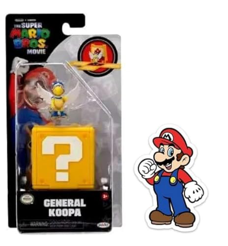 THE SUPER MARIO BROS. MOVIE 1.25 inch Mini Figure with Question Block with Sticker Combo Pack (General Koopa)