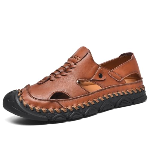 Men's Sandals Leather Closed Toe Fisherman Sandals Casual Walking Sports Summer Beach Water Shoes
