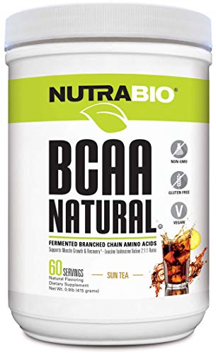 NutraBio BCAA 5000 Powder - Fermented Branched Chain Amino Acids for Muscle Growth & Recovery - Natural Flavors, Sweeteners, and Coloring, Vegan, Gluten Free - Sun Tea, 60 Servings