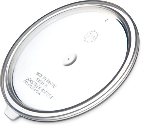 Carlisle FoodService Products Bain Marie Food Container Lid Storage Container Lid, Round Lid with Stackable Design for Food Storage, Plastic, 3.5 Quarts, Clear