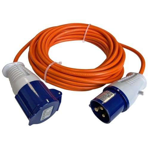10M Extension Lead - Heavy Duty Caravan Hook Up Cable, 240V 16amp Cable Lead Camping Extension Lead Orange High Vis Orange Mains Power Lead Cable - Perfect For Campervan & Motorhome (10M)