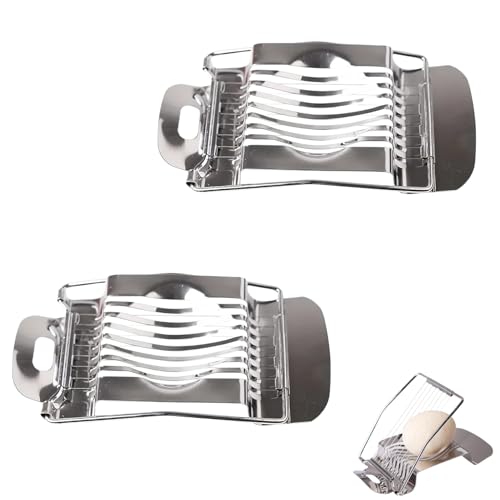 2 Stk Eierschneider Edelstahl Eierschneider Spülmaschinenfest Eier Schneider Pell Kartoffelschneider Profi Eierteiler Egg Slicer Eischneidewerkzeug für Wmf Runde und Ovale Scheiben Präzises Schneiden