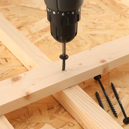 Image of #14 x 5 Inch Lag Screws (114Pcs) 4lb. Structural Wood Screw, Black, Carbon Steel, Washer Head, Rust Resistant epoxy Coated, T30 Star Bit