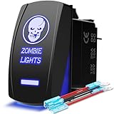 MicTuning MIC-LSK1 Zombie Lights Symbol Rocker Switch On-Off LED Light, 20A, 12V, Blue
