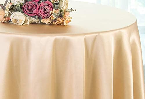 Wedding Linens Inc. 108" Round Seamless Satin tablecloths Table Cover Linens for Restaurant Kitchen Dining Wedding Party Banquet Events - Champagne