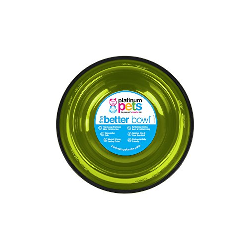 Platinum Pets Non-Tip Stainless Steel Dog Bowl, 28 Oz, Corona Lime, Medium #TOP9