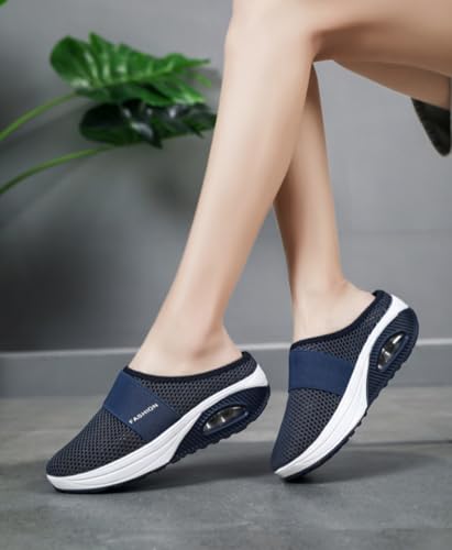 Barefoot Backless Mule Sneakers for Women Wide Platform Tennis & Racquet Sport Shoes Slip On House Slippers Lightweight Breathable Mesh No-slip Sole with Arch Support Casual Comfort Beach Sandals4