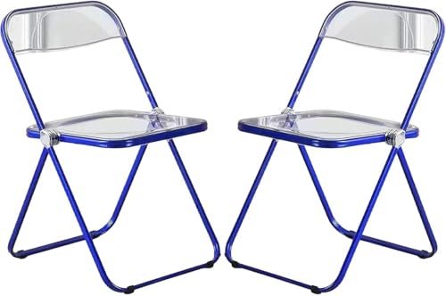 Mipopkct 2 Pack Clear Folding Acrylic Dining Chairs Stackable Luxury Makeup & Nail Salon Chairs for Living Room/Dining Room/Bedroom/Guest Room (Color: White)