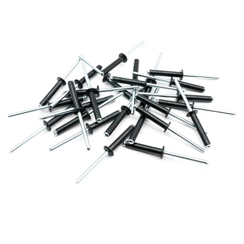 Hippo Hardware (4mm X 14mm) Black Pop Rivet Aluminium Body Blind Open End Dome Head Steel Mandrel (Pack of 30)