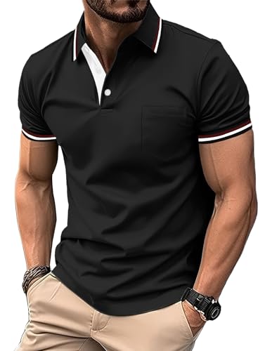 Image of ZITY Men Polo Shirts Short Sleeve with Pocket Golf Polo Wicking Shirts for Men Casual Collared T-Shirts