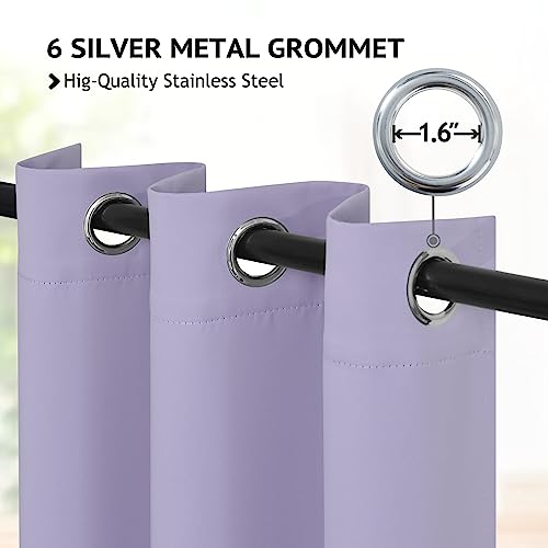 Image of COSVIYA Grommet Room Darkening Lilac Curtains 63 inch Length for Bedroom | Light Blocking Insulated Thermal Curtains for Living Room, Blackout Thick Polyester Window Drapes,38x63 inches, 2 Panels