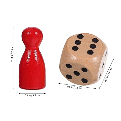 STOBOK 50Pcs Wooden Pawns, Multicolor Board Game Pieces with 2 Dice, Tabletop Game Markers - Image 2