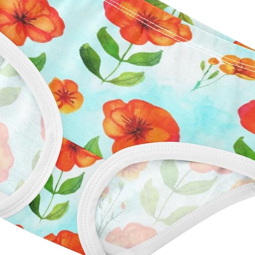 Designer Toddlers Underwear Floral 2t Cotton Little Girl Panties Watercolor Red Flowers Blue Kids Undies Briefs4
