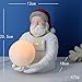 Santa Astronaut Figurine Statue with Moon Night Lamp, Resin Christmas Ornaments Home Decor Sculptures Table Lamp
