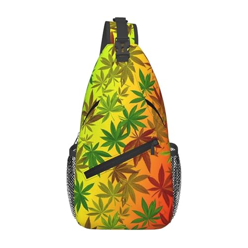 RIMENCH Men & Women rasta flag leaves weedleaf pattern Chest Crossbody Fashion Chest Package Multipurpose Sling Backpack For Picnics, Hiking, Beach, Gym