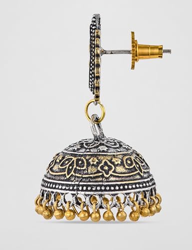 Image of Rubans Jhumka Earrings Oxidised Trendy Jewellery Gift for Women & Girls