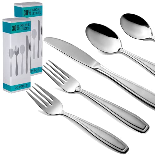 Radley & Stowe 40-Piece Silverware Set, Service for 8, Durable Stainless Steel Flatware, Dishwasher Safe Cutlery with Matte Finish Handle