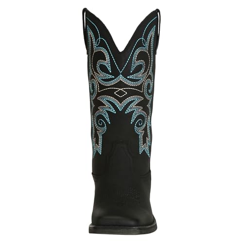 Image of J's.o.l.e Womens Square Toe Cowgirl Cowboy Boots Mid Calf with Chunky Heel Retro Embroidery Western Boots