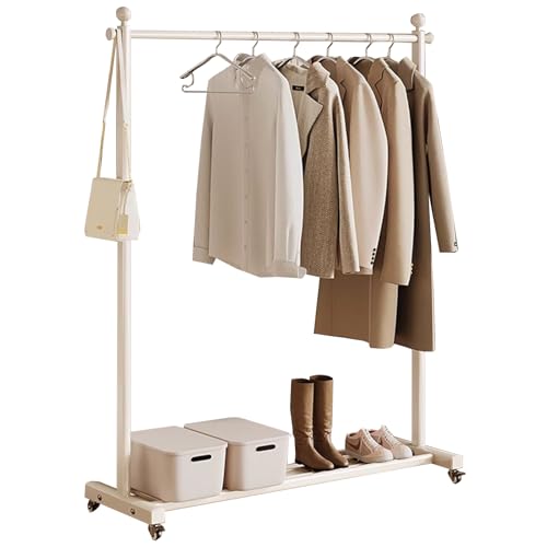 Portant à vêtements sur roulettes en aluminium avec étagères de rangement - 2