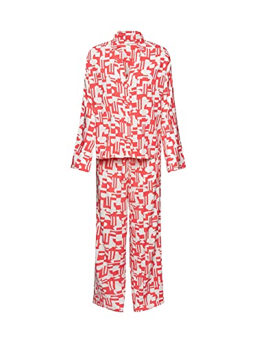 ESPRIT Damen Seasonal Print WV CVE Pyjama Pyjamaset, Coral 3, 42