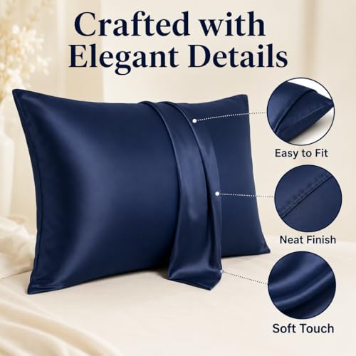 Silk Pillow Cases Queen Size with Hidden Zipper, Mulberry Silk Pillowcase for Hair and Skin, Cooling Smooth Anti Acne Pillowcase, Ideal Gifts for Women Men(20x30inch) - image 2