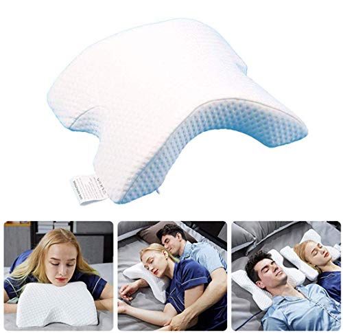 Memory Foam Kissen Cervical Nackenkissen zum Schlafen, Eisseide Stoff Bogenkissen, Langsamer Rückprall Druck Romantisches Paar Kissen Seitenschläferkissen, Paar Reisekissen, Büro Ruhekissen Cover