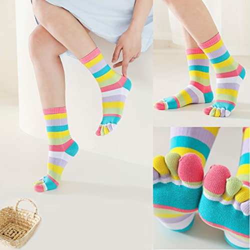Toe Socks Women Rainbow Cotton Fuzzy Middle Socks Funny Wicking Anti-Slip Thicken Breathable Soft Warm Toe For Teen Girls Socks Suitable Yoga Running Walking Athletic Outdoors - Pink Mouth #TOP4