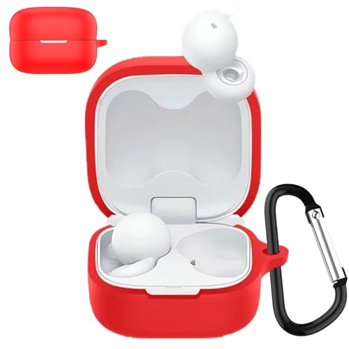 KANOYO For Sony LinkBuds Open ケース シリコン素材 保護カバー 防水 防塵 耐衝撃 装着充電可能 カラビナ付きソニー LinkBuds Openカバー (レッド)