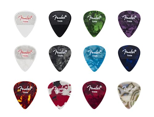 Fender Celluloid Guitar Picks, 351 Dotted Shape, Medium, 12-Pack