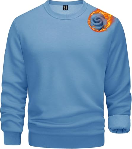 Image of TACVASEN Sweatshirt Mens Classic Pullover Sweater Crew Neck Sweat Shirts Plain Sweater Jumpers Jogging Haze Blue