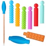 Agarres de lápiz sensoriales para niños: el juego de 10 piezas ofrece diferentes texturas y colores para satisfacer las necesidades sensoriales y reducir la masticación del lápiz, ideal para niños con TDAH o autismo.