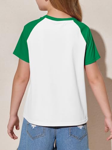 Image of Imily Bela Kids Girls T Shirts Casual Raglan Short Sleeve Crewneck Color Block Summer Tees 5-14 Years
