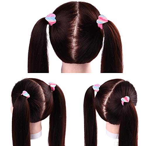 36 Pcs Toddler Hair Ties For Girls,Bow Hair Ties Cute Sparkle Seamless Rubber Band For Kids,Heart Star Butterfly Cartoon Cute Toddler Ponytail Holders In Pairs #TOP4