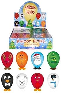 Henbrandt 4 x Assorted Christmas Balloon Heads with Stickers, Feet, and Balloon Xmas Balloons Kids Stocking Filler Party Favour Loot Bag Filler Christmas Eve Box for Boys and Girls