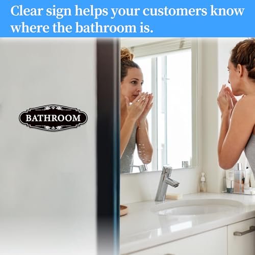 bathroom sign sticker for business and homeself-adhesive cute bathroom decor for doorwaterproof vinyl restroom sign for homeofficeshopblack