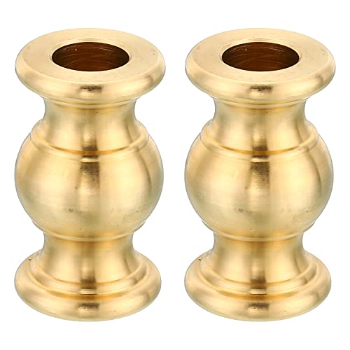 PATIKIL 20.5x36mm Solid Brass Lamp Finial, 2 Pack Gold Decorative Lamp Pipe Coupling