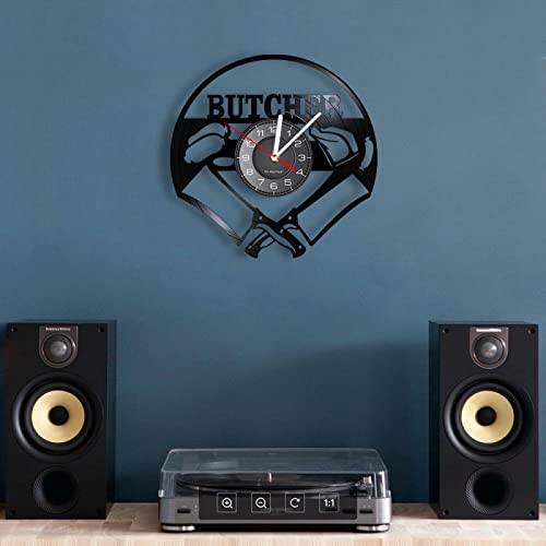 Pendule Murale Silencieuse 30cm Chef Couteaux Disque Vinyle Cuisine - 4