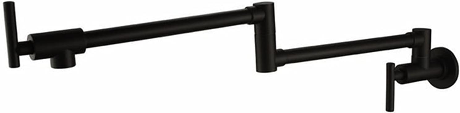 Pot Filler Faucet Solid Brass Foldable Kitchen Wall Mounted Single Cold Sink Hole Double Switch Joint Swing Arm,Black,Black